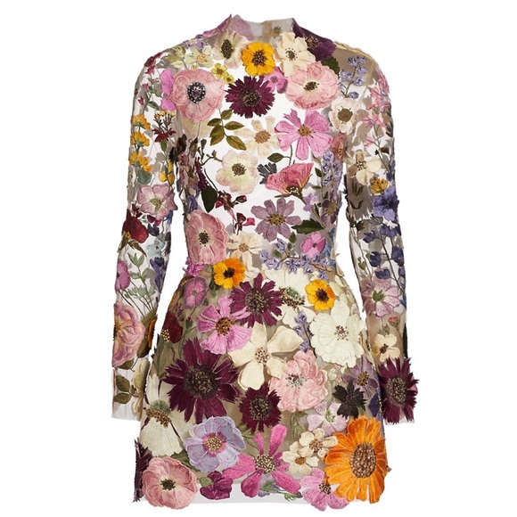 Embroidered Flowers Bell Skirt Mini Dress, Designed With Luxury In Mind - Picture 3 of 17